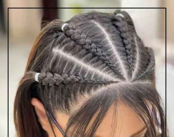 مدل بافت مو دخترانه جلوی سر شیک فوق العاده جذاب و لاکچری ساده و مهره دار