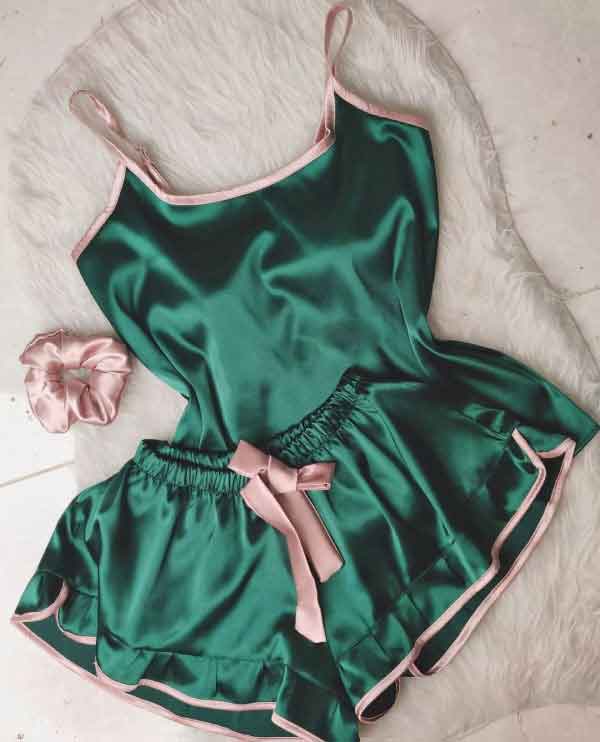 مدل لباس خواب ساتن کوتاه و ساده و طرحدار شیک و جذاب فانتزی و لاکچری