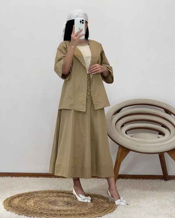مدل کت و دامن بلند بیرونی شیک و لاکچری دخترانه و زنانه مخصوص خاص پسندا