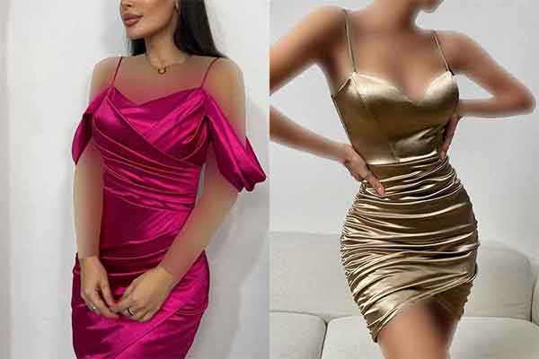 مدل پیراهن مجلسی ساتن زنانه کوتاه و بلند فوق العاده لاکچری و جذاب جدید 