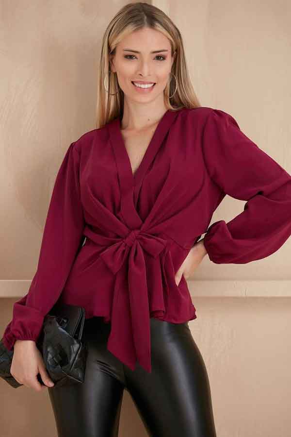 مدل شومیز گره ای دخترانه و زنانه با طرح های ساده و جذاب دلبر